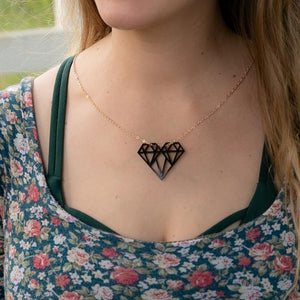 Geometric Heart Pendant Necklace Jewelry Veil+Dagger 