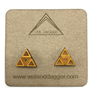 Little Triangles Wooden Stud Earrings Jewelry Veil+Dagger 