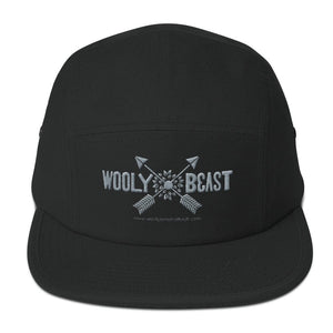 Wooly Beast logo 5 Panel Camper Hat Hats Wooly Beast Naturals Black 